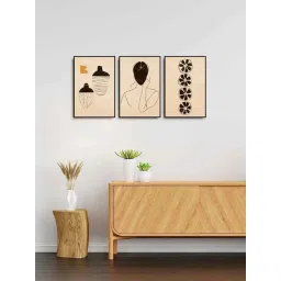 999Store Cream Canvas Wall Painting Panel With Fibre Frame - Set of 3-image-22