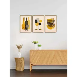 999Store Cream Canvas Wall Painting Panel With Fibre Frame - Set of 3-picture-33