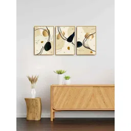 999Store Cream Canvas Wall Painting Panel With Fibre Frame - Set of 3-image-25