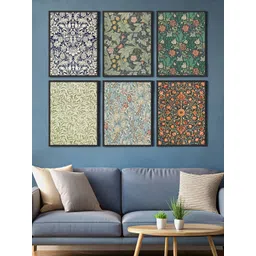 999Store Cream-Coloured & Green 6 Pieces Canvas Abstract Wall Paintings-image-5
