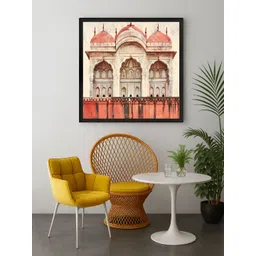 999Store Cream-Coloured & Red Fort Printed Canvas Wall Art-image-6