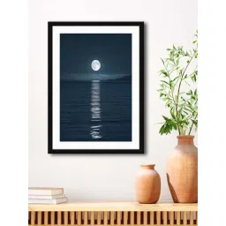 999Store Dark Grey MDF Moon Light with River View Printed Paper Wall Painting - Set of 1-picture-106