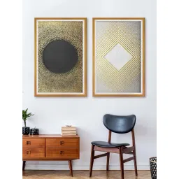 999Store Gold & Black Abstract Printed Canvas Paintings - Set of 2-picture-90