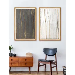 999Store Gold & Black Rustic Printed Canvas Paintings - Set of 2-picture-146