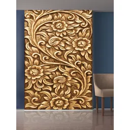 999Store Gold-Toned Leaves & Flowers Mural Wallpaper-picture-11