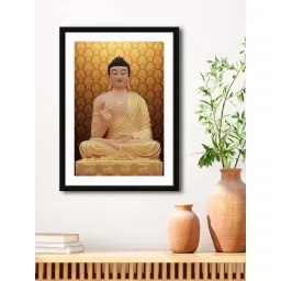 999Store Golden MDF Lord Buddha Printed Paper Wall Painting - Set of 1-picture-103