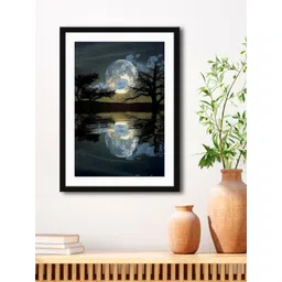 999Store Grey & Black Moon Night With River View Printed Painting Wall Art-picture-25