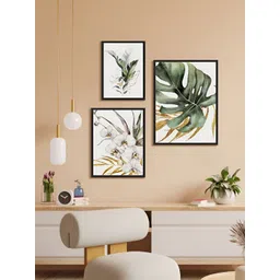 999Store Grey & Green 3 Piece Paper Floral and Botanical Wall Paintings-picture-34