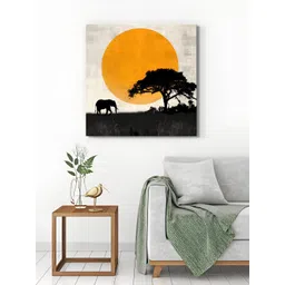 999Store Grey & Orange 1 Piece Canvas Birds and Animals Wall Paintings-image-42