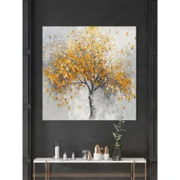 999Store Grey & Yellow Canvas Tree Art With Leaf Modern Art Wall Painting-picture-31