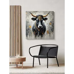 999Store Grey Canvas Wrapped Painting Of Divine Bull Nandi-picture-25