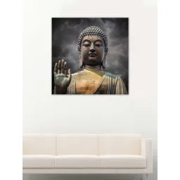 999store Grey The Statue Of Big Buddha Face With Hand Canvas Painting-picture-133