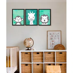 999Store Modern Art Kids Painting For Wall Decor - Cartoon Animal Monkey Giraffe With Lion Face-picture-29