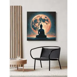 999Store Multicolor Canvas Buddha Silhouette Against Moonlight Wrapped Painting-picture-32