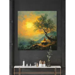 999Store Multicolor Canvas Showing A Monk Meditating On A Hill Painting-picture-23