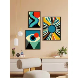 999Store Multicolor Canvas Sun And Waves Abstract Pathway Painting - Set of 3-picture-38