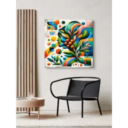 999Store Multicolor Canvas Wrapped Abstract Painting Of Nature And Geometry-picture-19