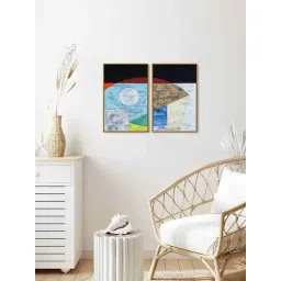 999Store Multicolor Vinyl Wall Painting Panel with Fibre Frame - Set of 2-picture-23