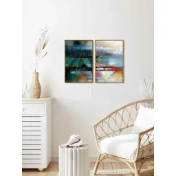 999Store Multicolor Vinyl Wall Painting Panel with Fibre Frame - Set of 2-picture-27