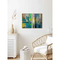999Store Multicolor Vinyl Wall Painting Panel with Fibre Frame - Set of 2-picture-30
