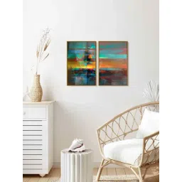 999Store Multicolor Vinyl Wall Painting Panel with Fibre Frame - Set of 2-picture-31