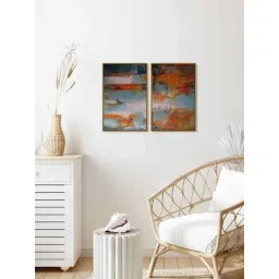 999Store Multicolor Vinyl Wall Painting Panel with Fibre Frame - Set of 2-picture-32
