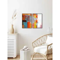 999Store Multicolor Vinyl Wall Painting Panel with Fibre Frame - Set of 2-picture-39