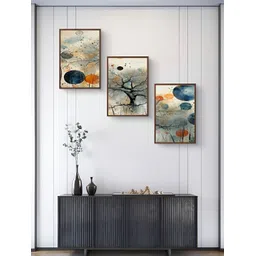 999Store Off White & Black 3Pcs Floral And Botanical Wall Paintings-image-23