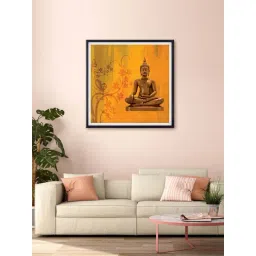 999store Orange & Brown Meditating Buddha Printed Canvas Painting-picture-38