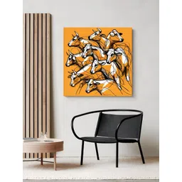 999Store Orange & White 1 Piece Wood Birds and Animals Wall Paintings-image-9