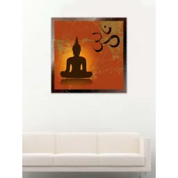 999store Orange Buddha And Om Symbol Canvas Painting-image-1