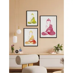 999Store Pink & Green 3 Piece Paper Religious Wall Paintings-picture-33