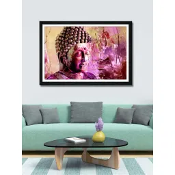 999store Pink & Yellow Buddha Printed Printed Canvas Painting-picture-23