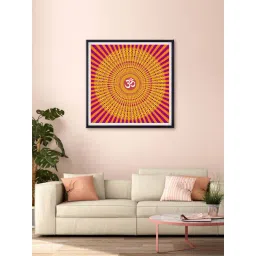999store Pink & Yellow Om Printed Canvas Painting-picture-42