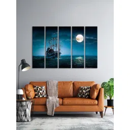 999Store Printed Navy Blue MDF 5 Panels Wall Art-picture-21