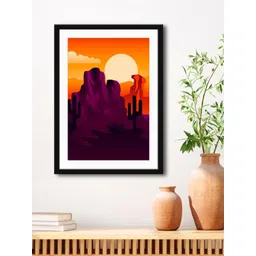 999Store Purple & Orange Abstract Mountain HD Printed Framed Wall Art-picture-22