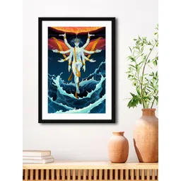 999Store Teal-Blue & Orange Quiet Mind Over The Chaos HD Printed Framed Wall Art image 1