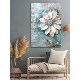 999Store Turquoise & White Canvas Flower Wall Painting-picture-11