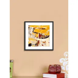 999Store Yellow & Cream Abstract Pattern Cotton Canvas Digitally Printed Wall Art-image-7