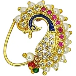 9blings Gold Plated Stone Studded Clip On Nosepin For Women and Girls-picture-27