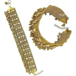 9blings Traditional Gold Plated Kundan Studded Ghungroo Anklet | Bridal Payal For Women-picture-12