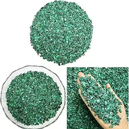 9dzine Natural Malachite Crystal Chips Stone Irregular Shaped Crushed Original Malachite Gemstone Uncut Chips Stone for Vastu Correction Gift Décor 50 Gm Green-image-44