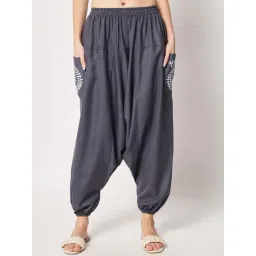 9rasa Grey Cotton Printed Drop-Crotch Pants-picture-37