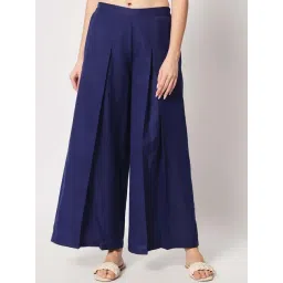 9rasa Navy Cotton Flared Trousers-picture-35