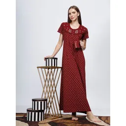 9shines Label Printed Maternity Maxi Nightdress With Feeding Zips-picture-11