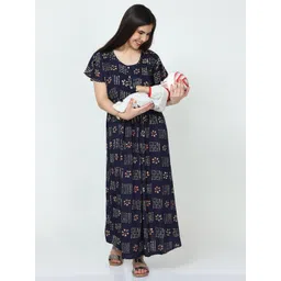 9shines Label Printed Maxi Maternity Feeding Nightdress image 3