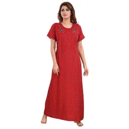 9shines Label Red Printed Maxi Maternity Nightdress-picture-12