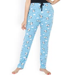 9shines Label Women Blue & White Panda Printed Lounge Pants-picture-17