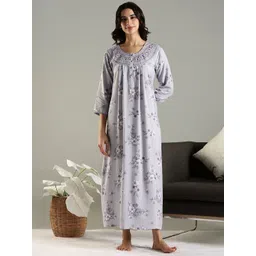 9shines Label Women Floral Printed Round Neck Maxi Nightdress-picture-30