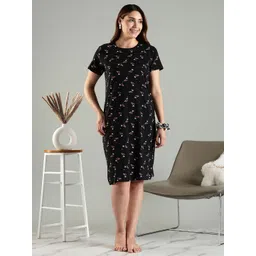 9shines Label Women Floral Printed Round Neck T-shirt Nightdress-picture-24